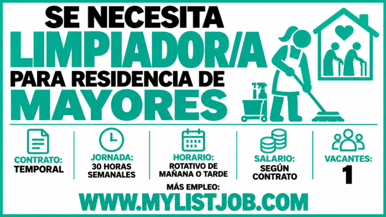 Se necesita limpiador/a para residencia de mayores