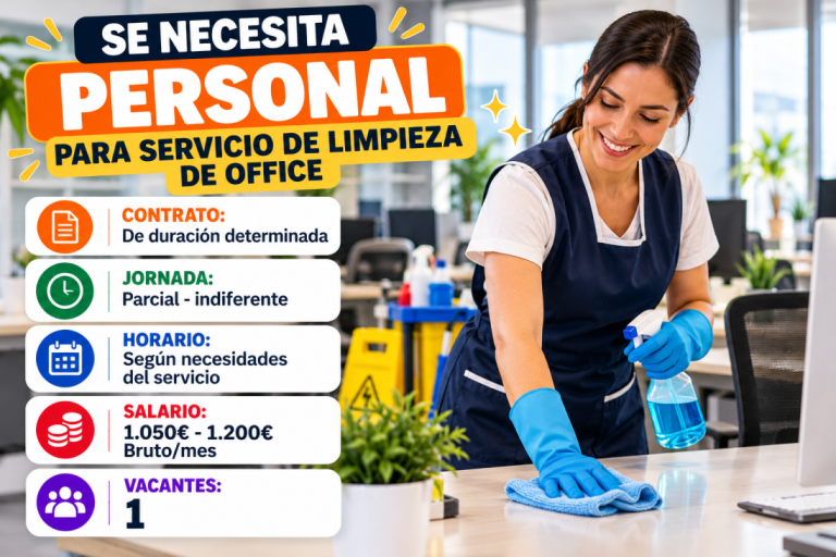 Se necesita personal para servicio de limpieza de office