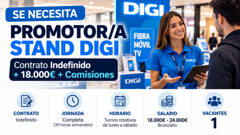 Promotor stand DIGI | Contrato Indefinido + 18.000€ + Comisiones