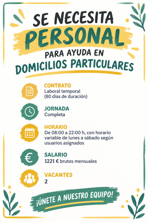 Se necesita personal para ayuda en domicilios particulares