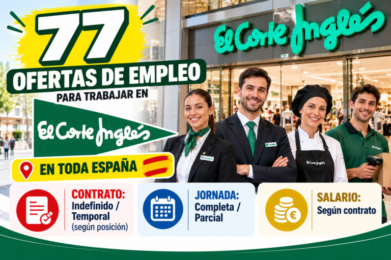 77 ofertas de empleo para trabajar en el Corte Ingles para toda España