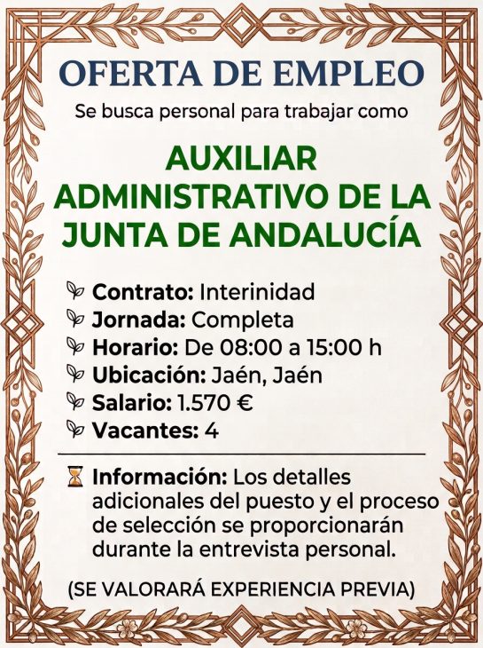 Se necesita auxiliar administrativo de la Junta de Andalucía