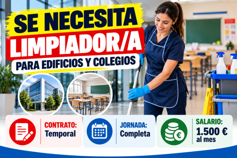 Se necesita limpiador/a para edificios y colegios