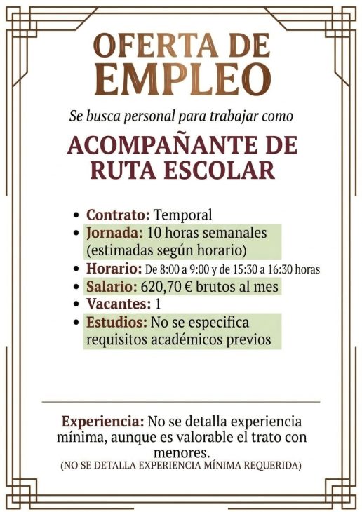 Se necesita acompañante de ruta escolar
