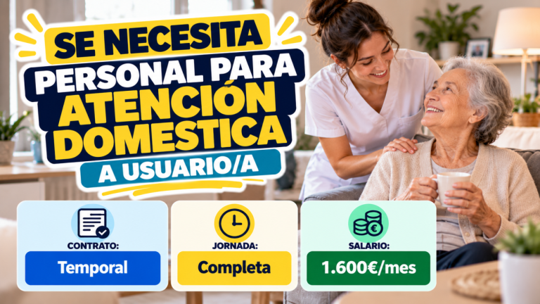Se necesita personal para atención domestica a usuario/a